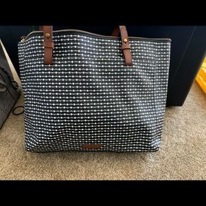 Fossil black and white tote